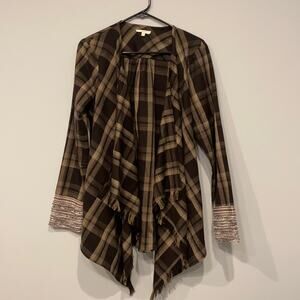 Mystree Brown Checkered Cardigan